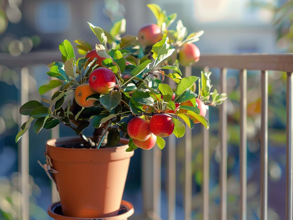 pommier fruitier en pot