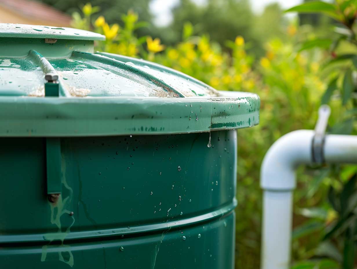 récupérateur d'eau classique dans un jardin