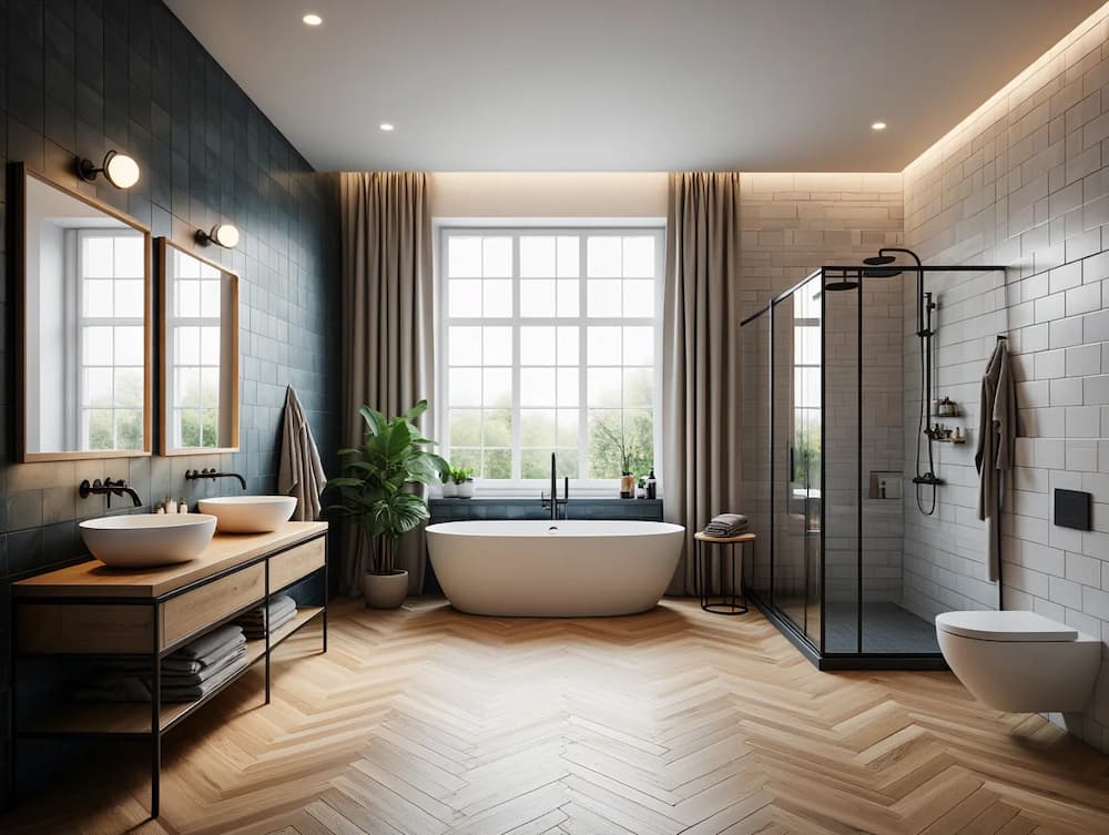 Parquet dans une salle de bain