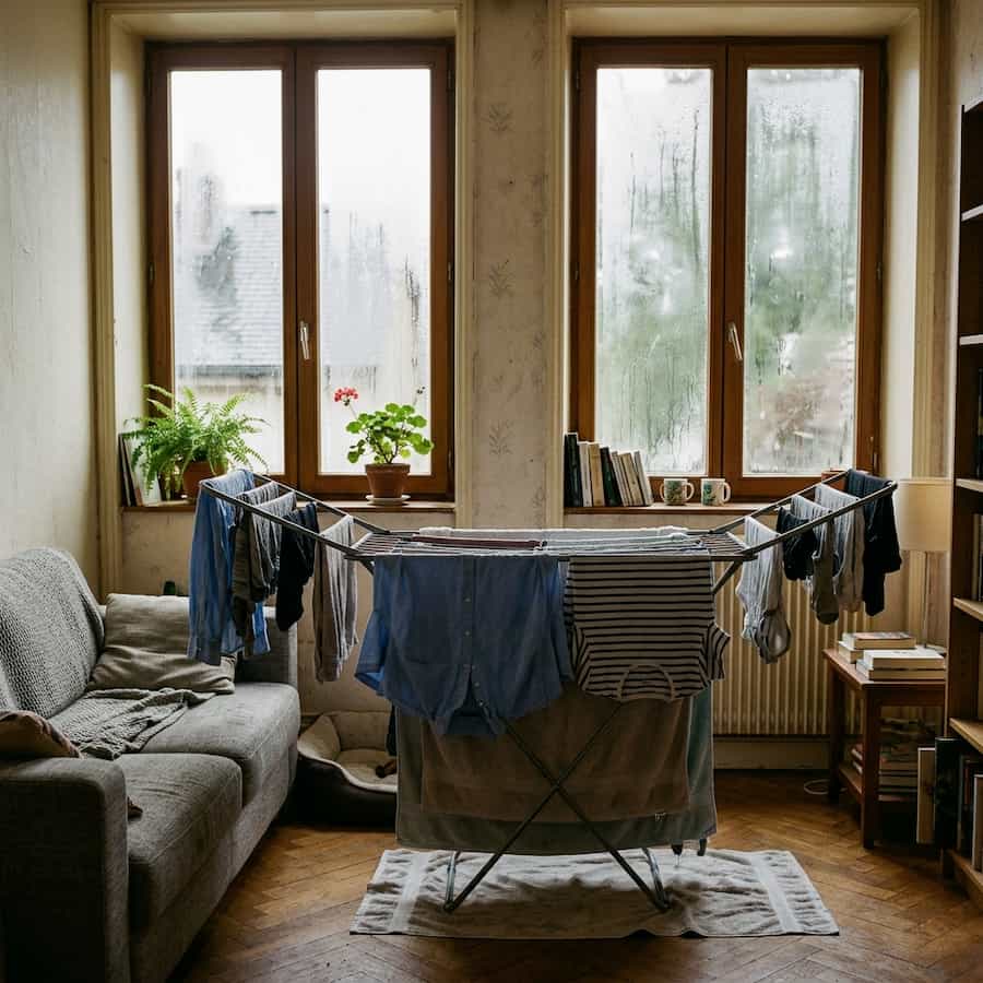 faire sécher son linge en intérieur génére de l'humidité